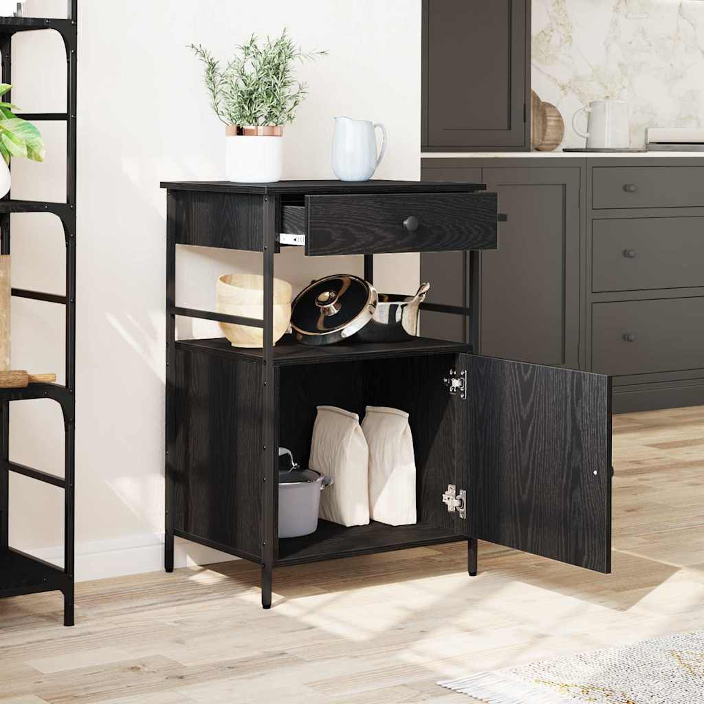 vidaXL Καρότσι Κουζίνας Μαύρη Οξυά 56 x 43 x 89.5 εκ