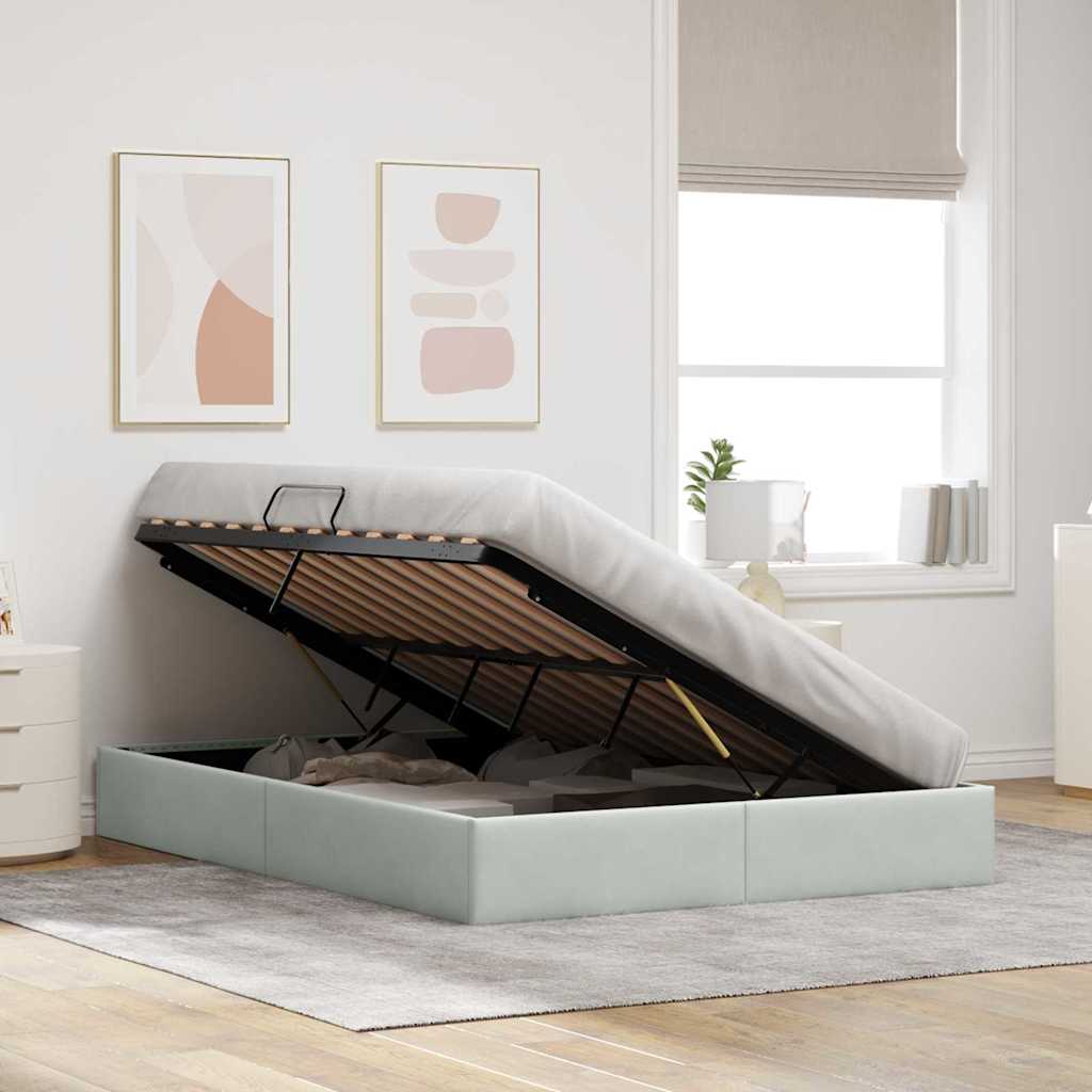 vidaXL Κρεβάτι Αποθήκης Ανοιχτό γκρι 137 x 190 cm Βελούδο