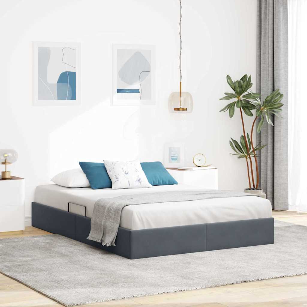 vidaXL Κρεβάτι Αποθήκης Σκούρο Γκρι 153 x 203 εκ. Βελούδο