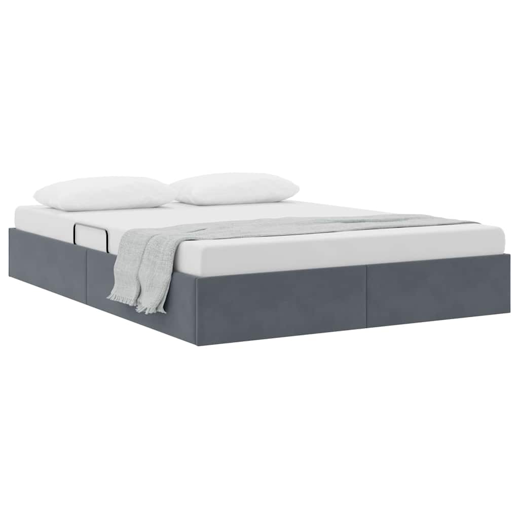 vidaXL Κρεβάτι Αποθήκης Σκούρο Γκρι 153 x 203 εκ. Βελούδο