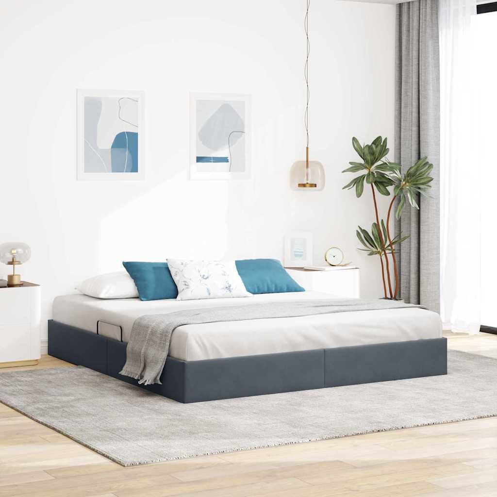 vidaXL Κρεβάτι Αποθήκης Σκούρο Γκρι 183 x 213 cm Βελούδο