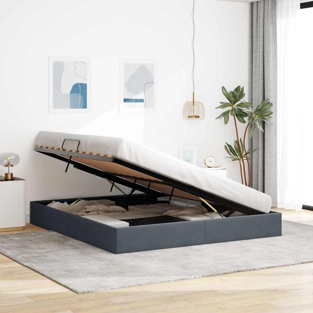 vidaXL Κρεβάτι Αποθήκης Σκούρο Γκρι 183 x 213 cm Βελούδο
