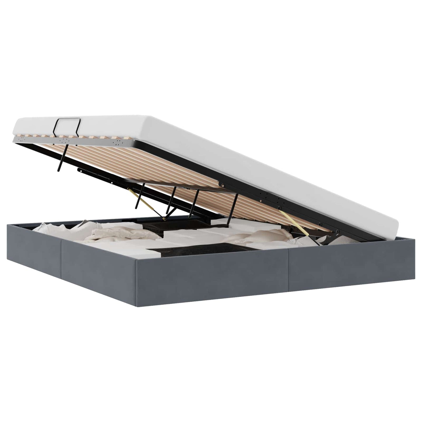 vidaXL Κρεβάτι Αποθήκης Σκούρο Γκρι 183 x 213 cm Βελούδο
