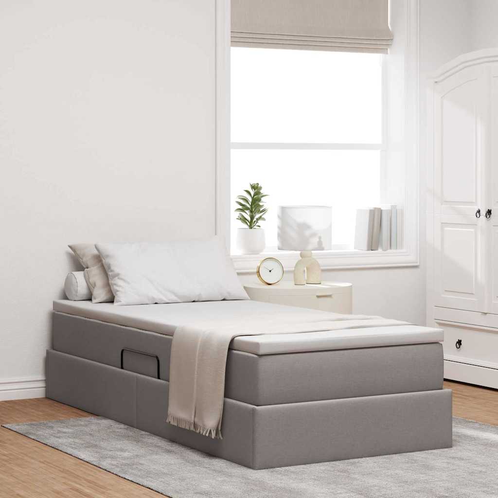 vidaXL Κρεβάτι με αποθηκευτικό χώρο και στρώμα Taupe 90 x 200 cm