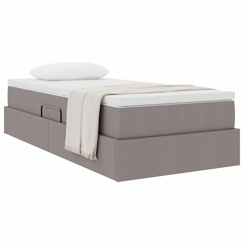 vidaXL Κρεβάτι με αποθηκευτικό χώρο και στρώμα Taupe 90 x 200 cm