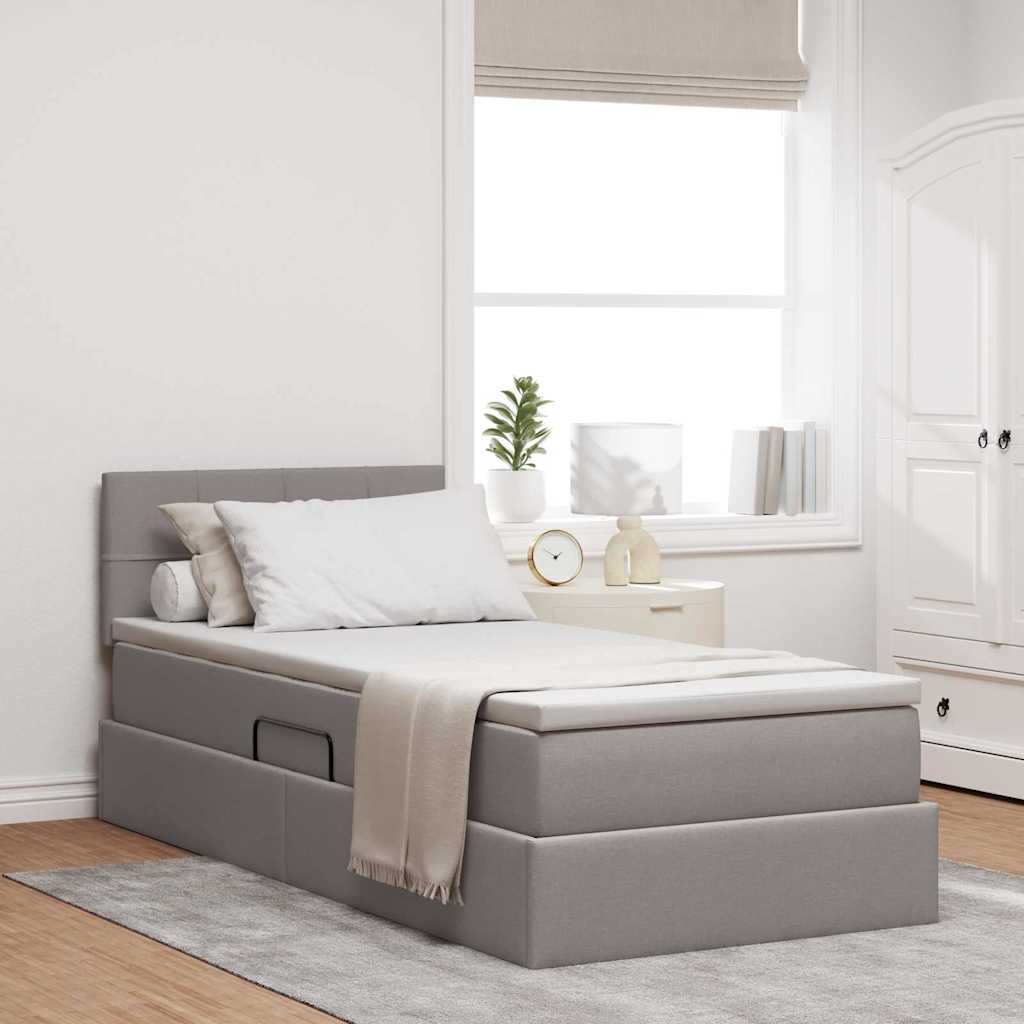vidaXL Κρεβάτι με αποθηκευτικό χώρο και στρώμα Taupe 90 x 200 cm