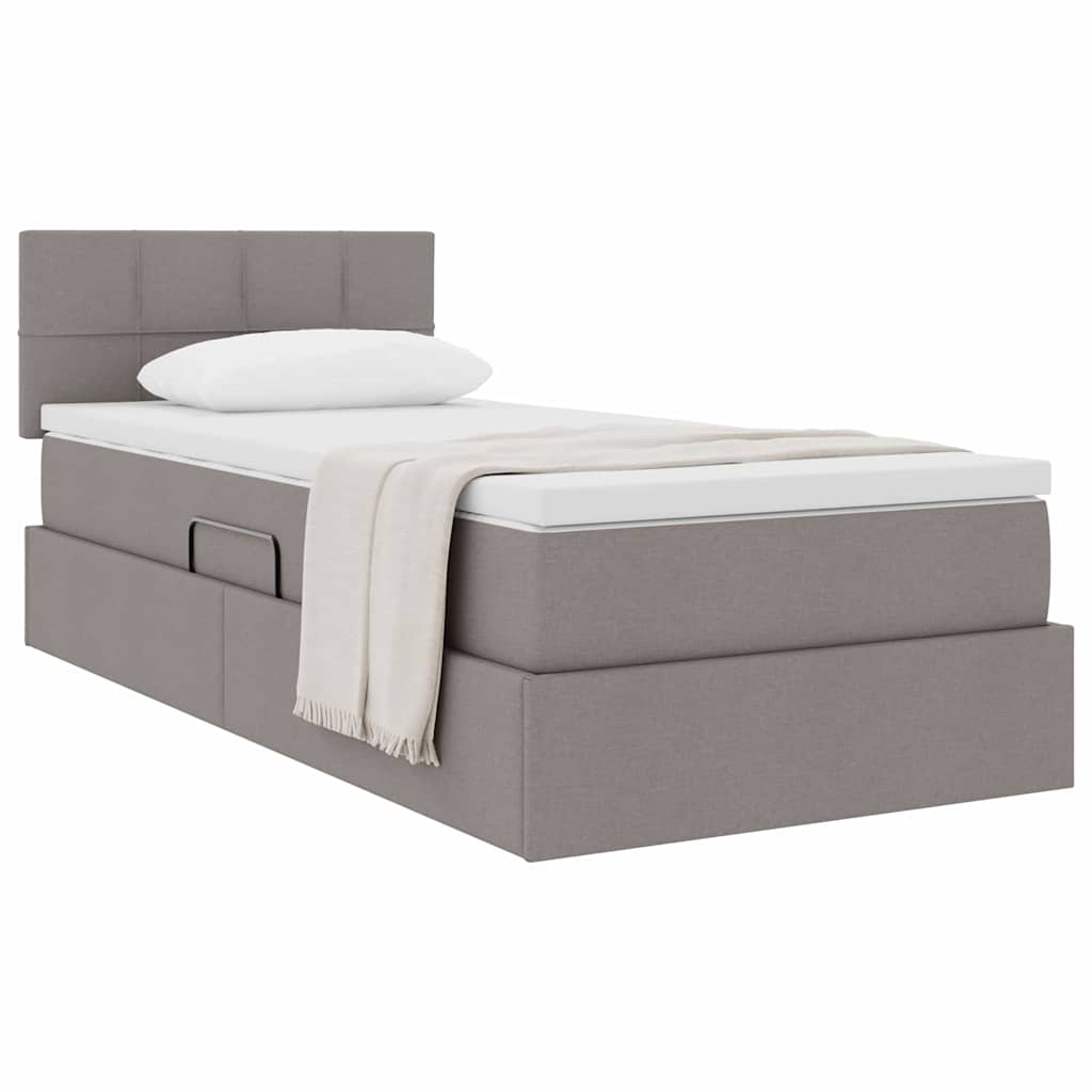 vidaXL Κρεβάτι με αποθηκευτικό χώρο και στρώμα Taupe 90 x 200 cm