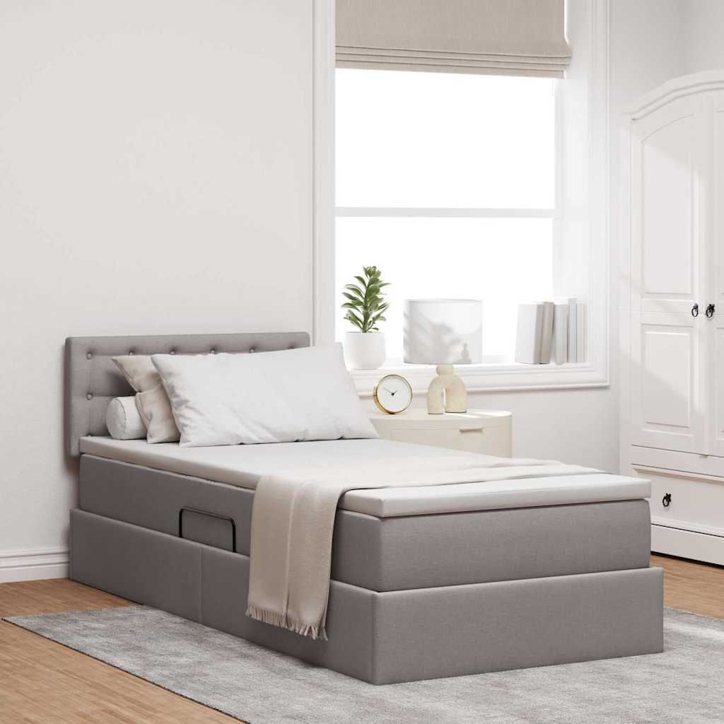 vidaXL Κρεβάτι με αποθηκευτικό χώρο και στρώμα Taupe 90 x 200 cm