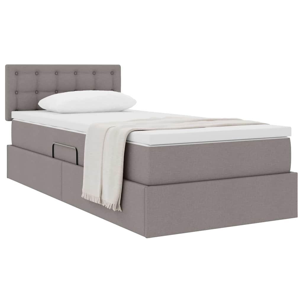 vidaXL Κρεβάτι με αποθηκευτικό χώρο και στρώμα Taupe 90 x 200 cm