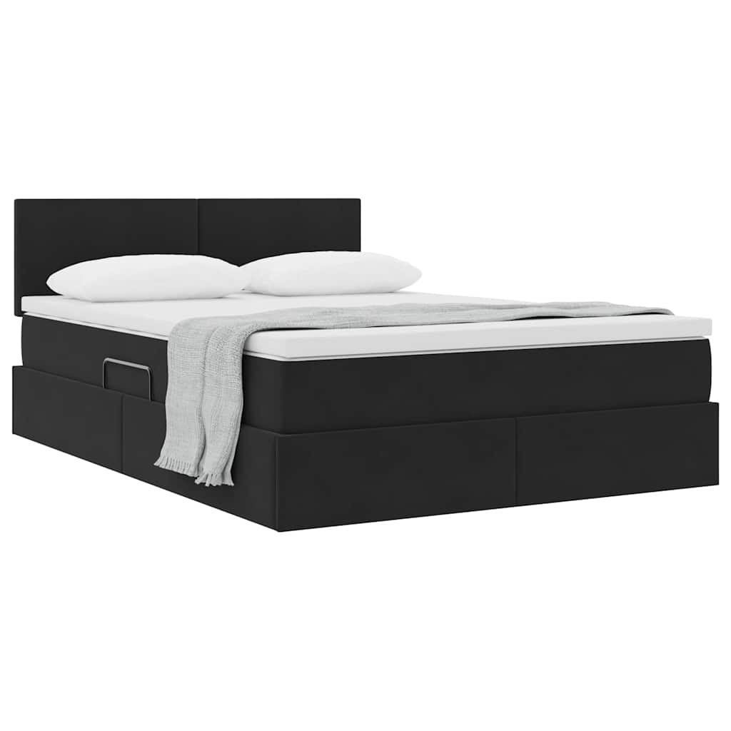vidaXL Κρεβάτι Αποθήκης με κεφαλάρι Μαύρο 140 x 200 cm Βελούδο