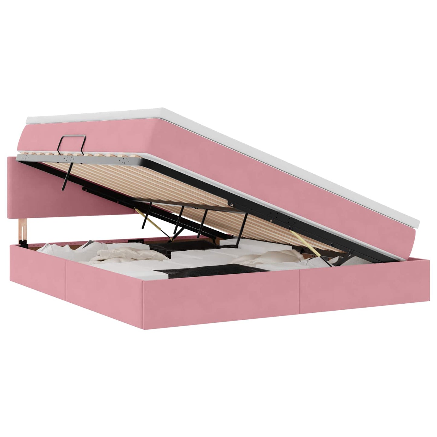 vidaXL Κρεβάτι Αποθήκης με κεφαλάρι Ροζ 160 x 200 cm Βελούδο