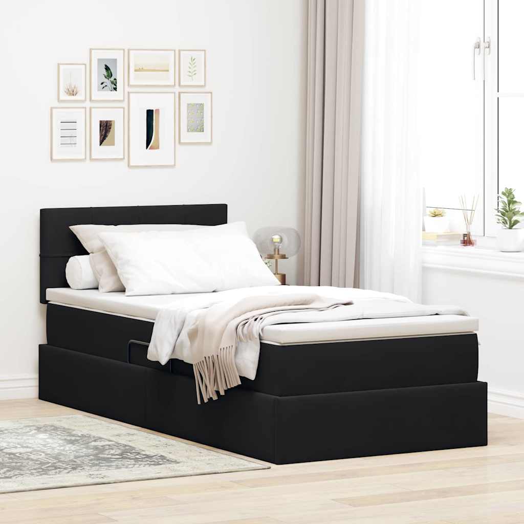 vidaXL Κρεβάτι Αποθήκης με στρώμα Μαύρο 90 x 200 cm Βελούδο