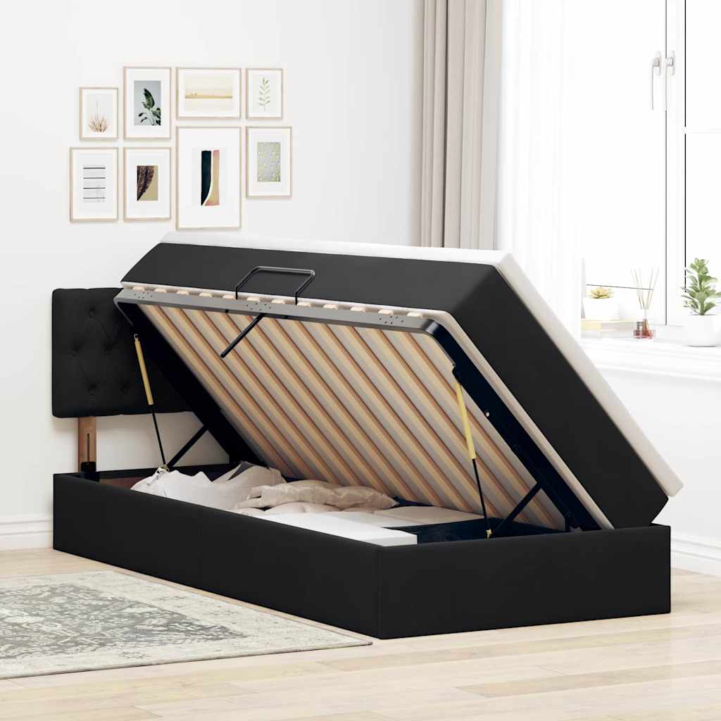 vidaXL Κρεβάτι Αποθήκης με κεφαλάρι Μαύρο 90 x 190 cm Βελούδο