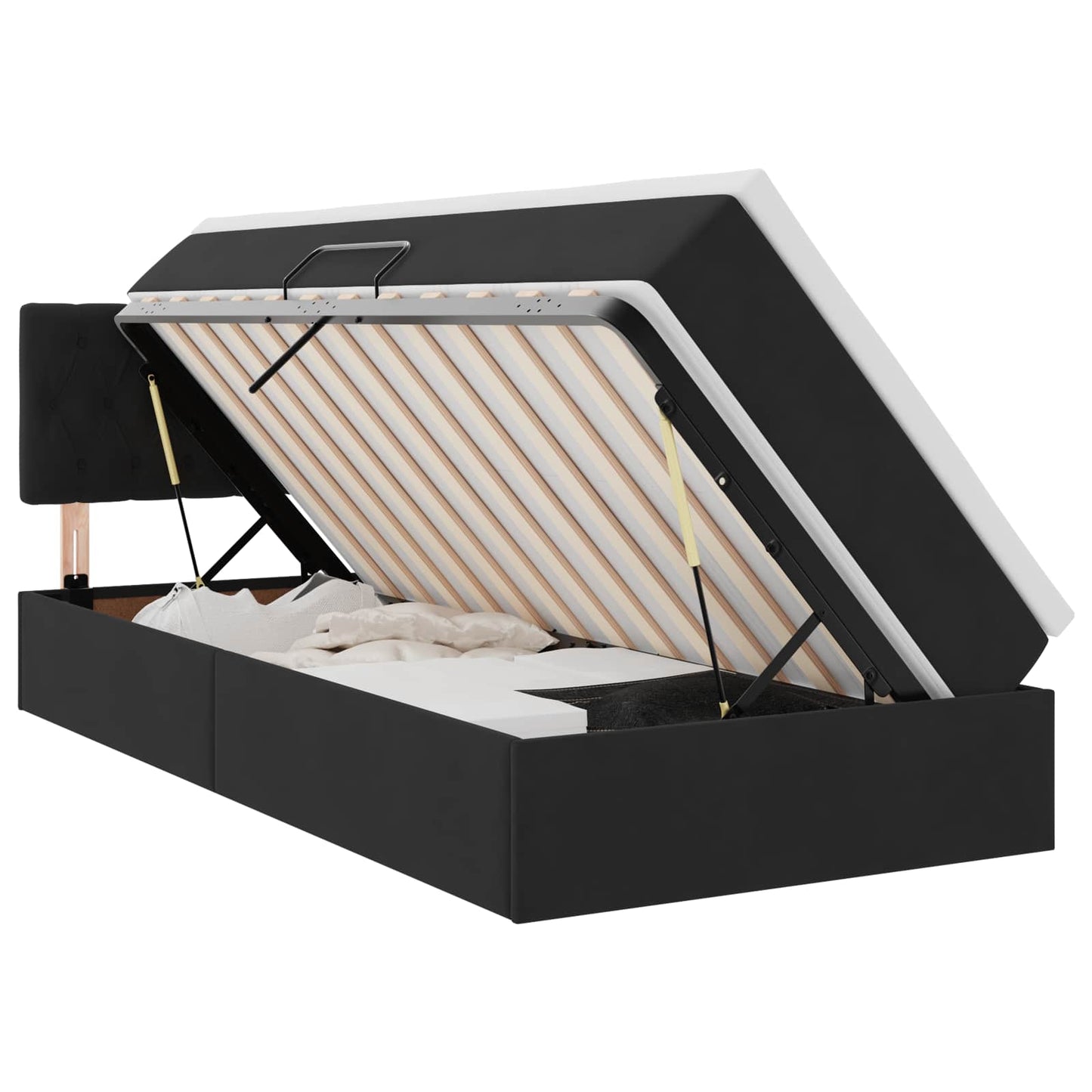 vidaXL Κρεβάτι Αποθήκης με κεφαλάρι Μαύρο 90 x 190 cm Βελούδο