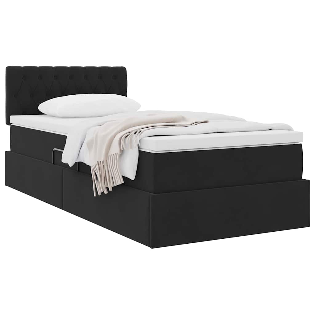 vidaXL Κρεβάτι Αποθήκης με κεφαλάρι Μαύρο 90 x 190 cm Βελούδο