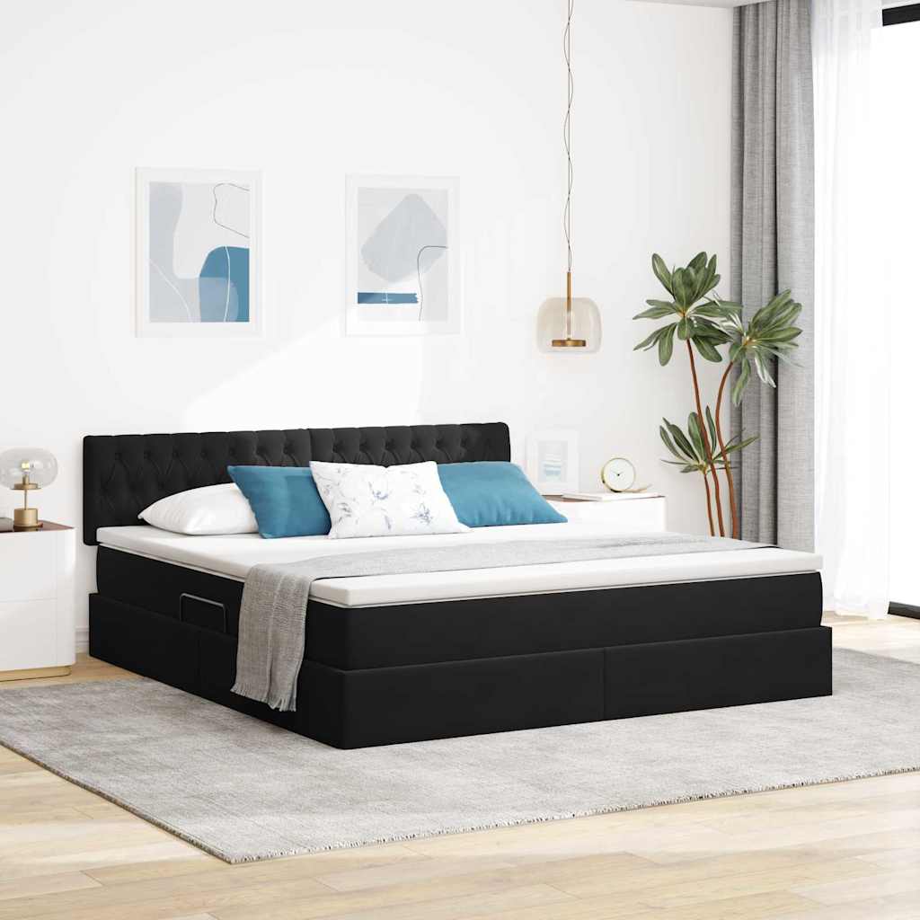 vidaXL Κρεβάτι Αποθήκης με στρώμα Μαύρο 160 x 200 cm Βελούδο