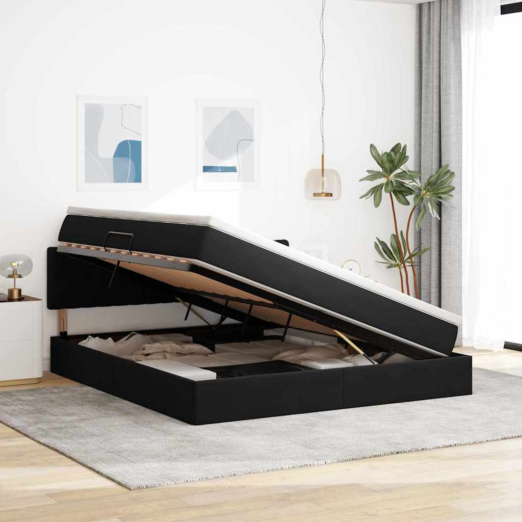 vidaXL Κρεβάτι Αποθήκης με στρώμα Μαύρο 160 x 200 cm Βελούδο