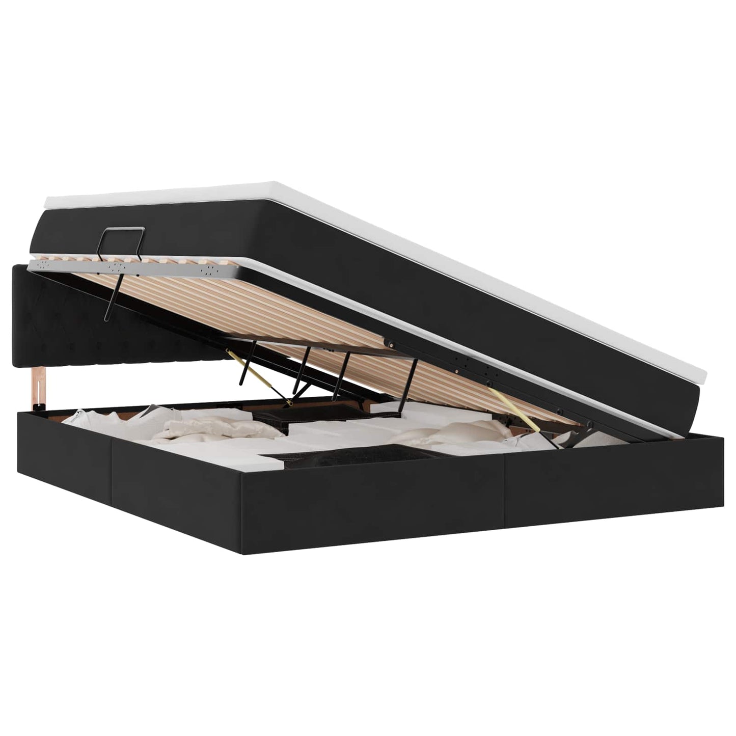 vidaXL Κρεβάτι Αποθήκης με στρώμα Μαύρο 160 x 200 cm Βελούδο