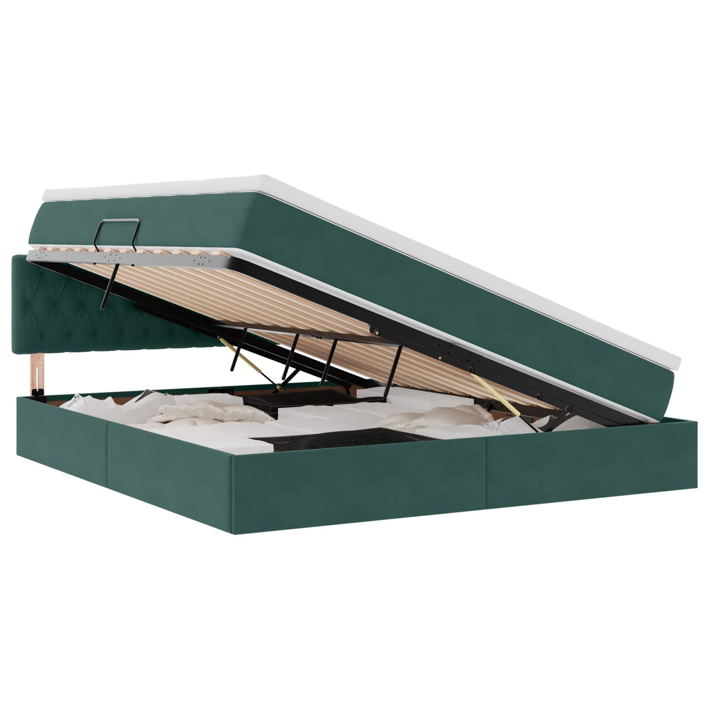 vidaXL Κρεβάτι Αποθήκης Σκούρο Πράσινο 160 x 200 cm Βελούδο