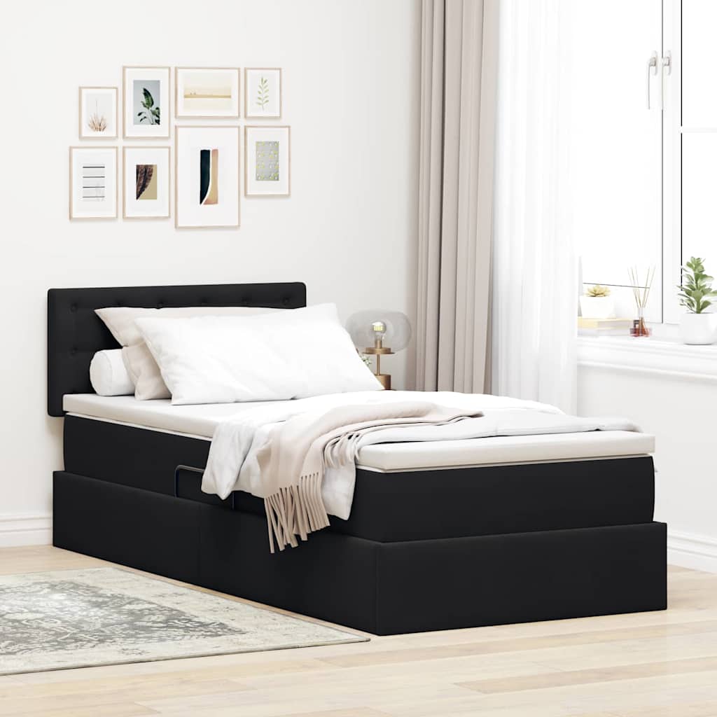 vidaXL Κρεβάτι Αποθήκης με στρώμα Μαύρο 90 x 200 cm Βελούδο