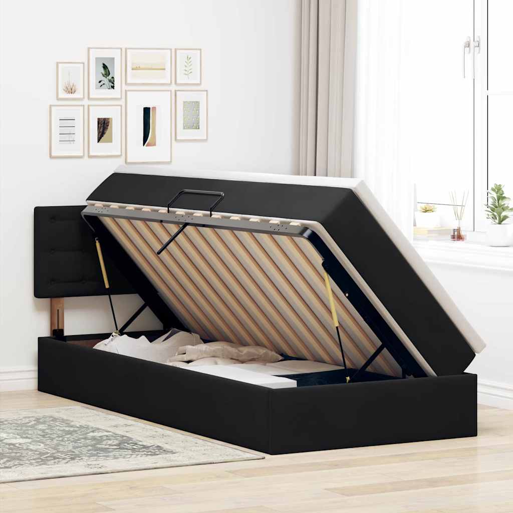vidaXL Κρεβάτι Αποθήκης με στρώμα Μαύρο 90 x 200 cm Βελούδο