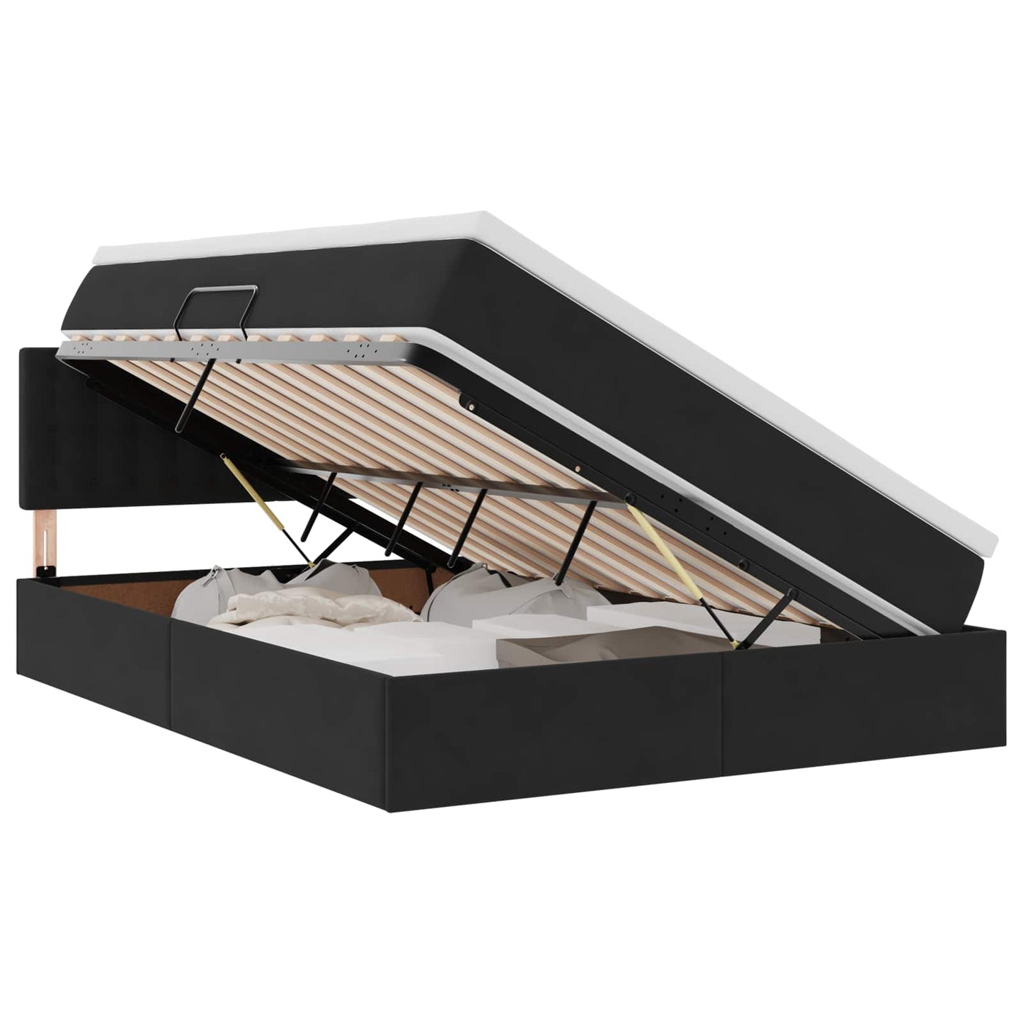 vidaXL Κρεβάτι Αποθήκης με κεφαλάρι Μαύρο 140 x 200 cm Βελούδο