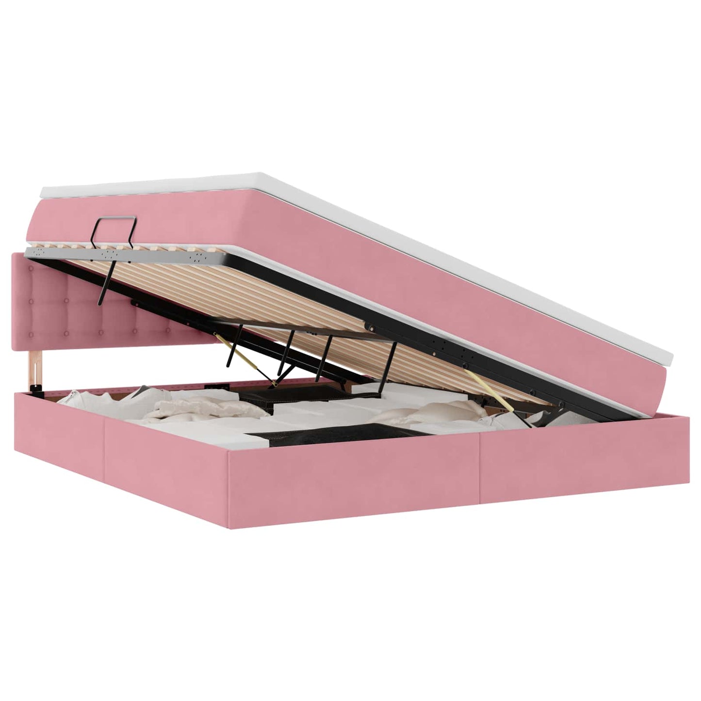vidaXL Κρεβάτι Αποθήκης με κεφαλάρι Ροζ 160 x 200 cm Βελούδο