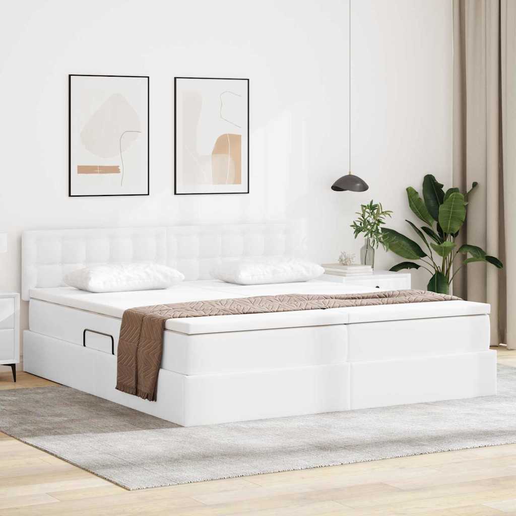 vidaXL Κρεβάτι Αποθήκης Καθαρό Λευκό 180 x 200 cm Τεχνητό Δέρμα