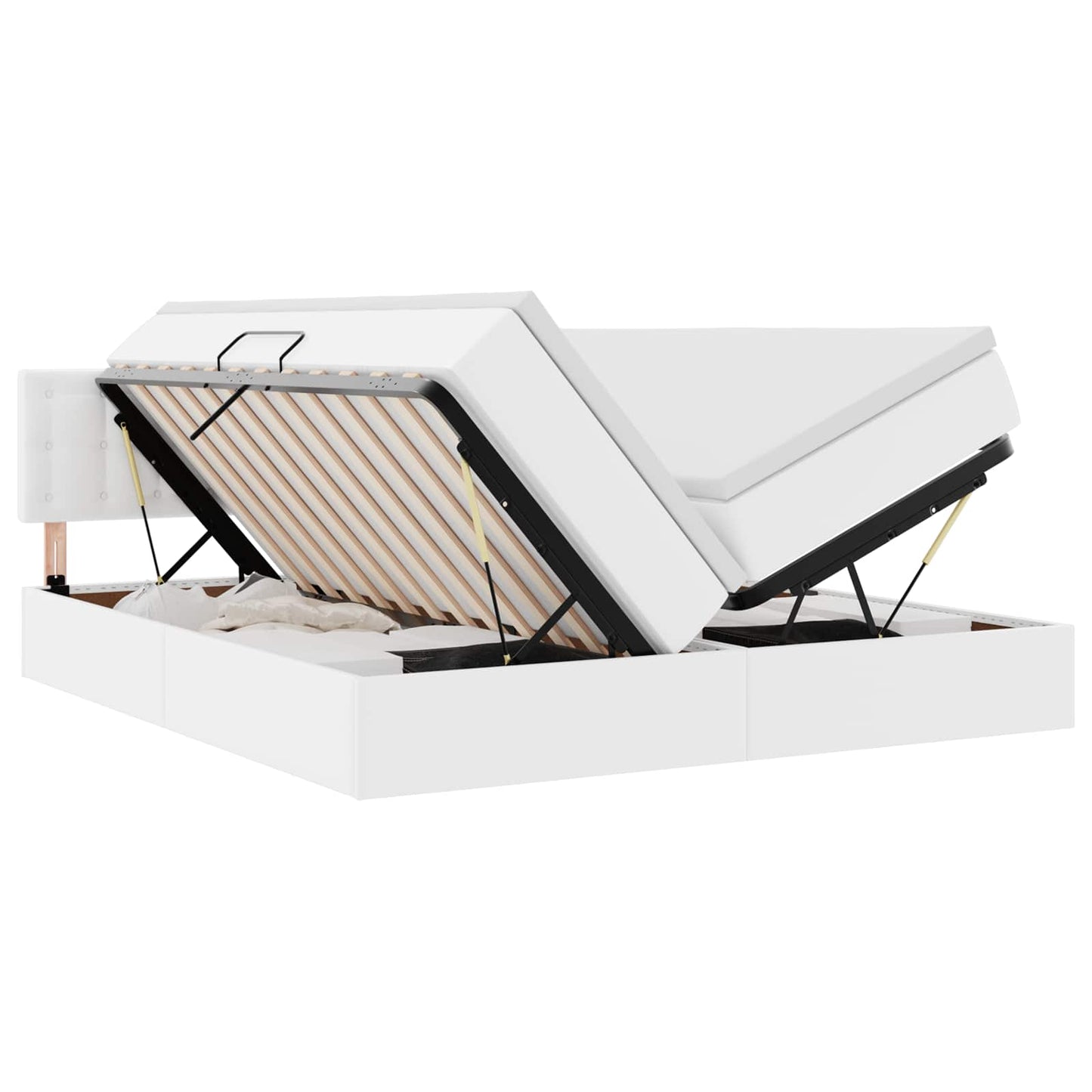 vidaXL Κρεβάτι Αποθήκης Καθαρό Λευκό 180 x 200 cm Τεχνητό Δέρμα
