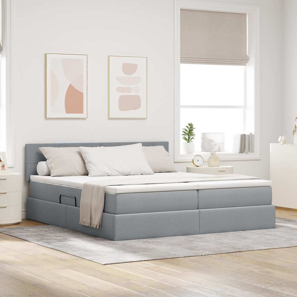 vidaXL Κρεβάτι Αποθήκης Ανοιχτό γκρι 180 x 200 cm Τεχνητό Δέρμα