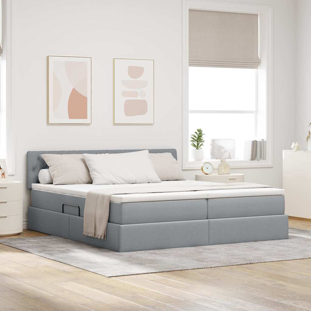 vidaXL Κρεβάτι Αποθήκης Ανοιχτό γκρι 200 x 200 cm Τεχνητό Δέρμα