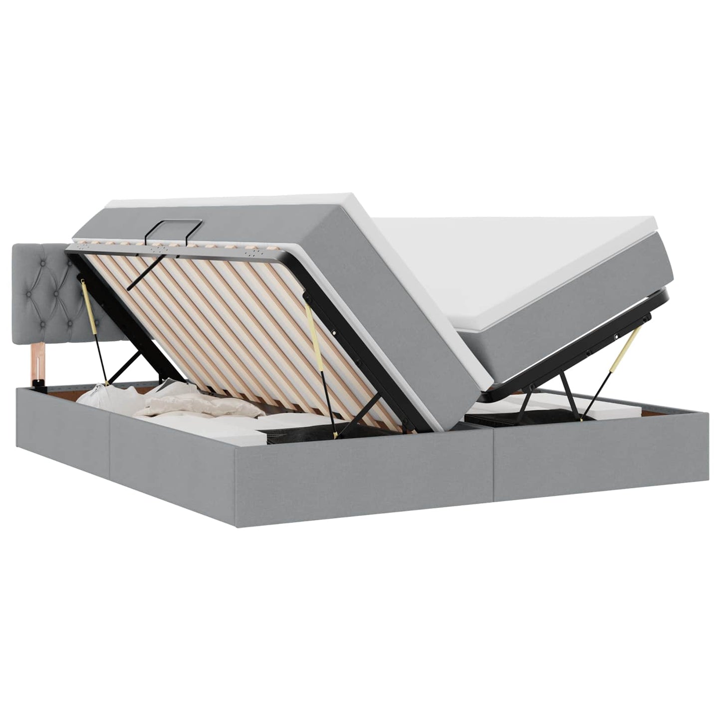 vidaXL Κρεβάτι Αποθήκης Ανοιχτό γκρι 200 x 200 cm Τεχνητό Δέρμα