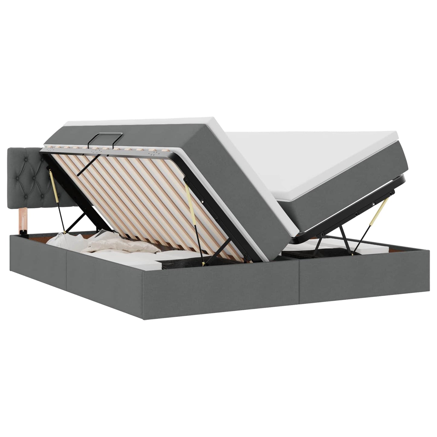 vidaXL Κρεβάτι Αποθήκης Σκούρο Γκρι 200 x 200 cm Τεχνητό Δέρμα