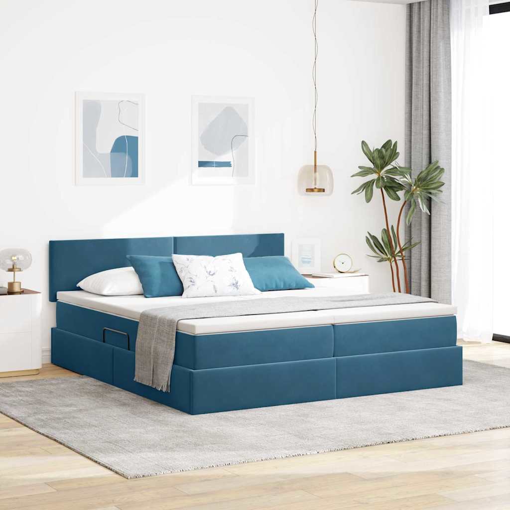 vidaXL Κρεβάτι Αποθήκης 2 τμχ. Σκούρο Μπλε 180 x 200 cm Velvet
