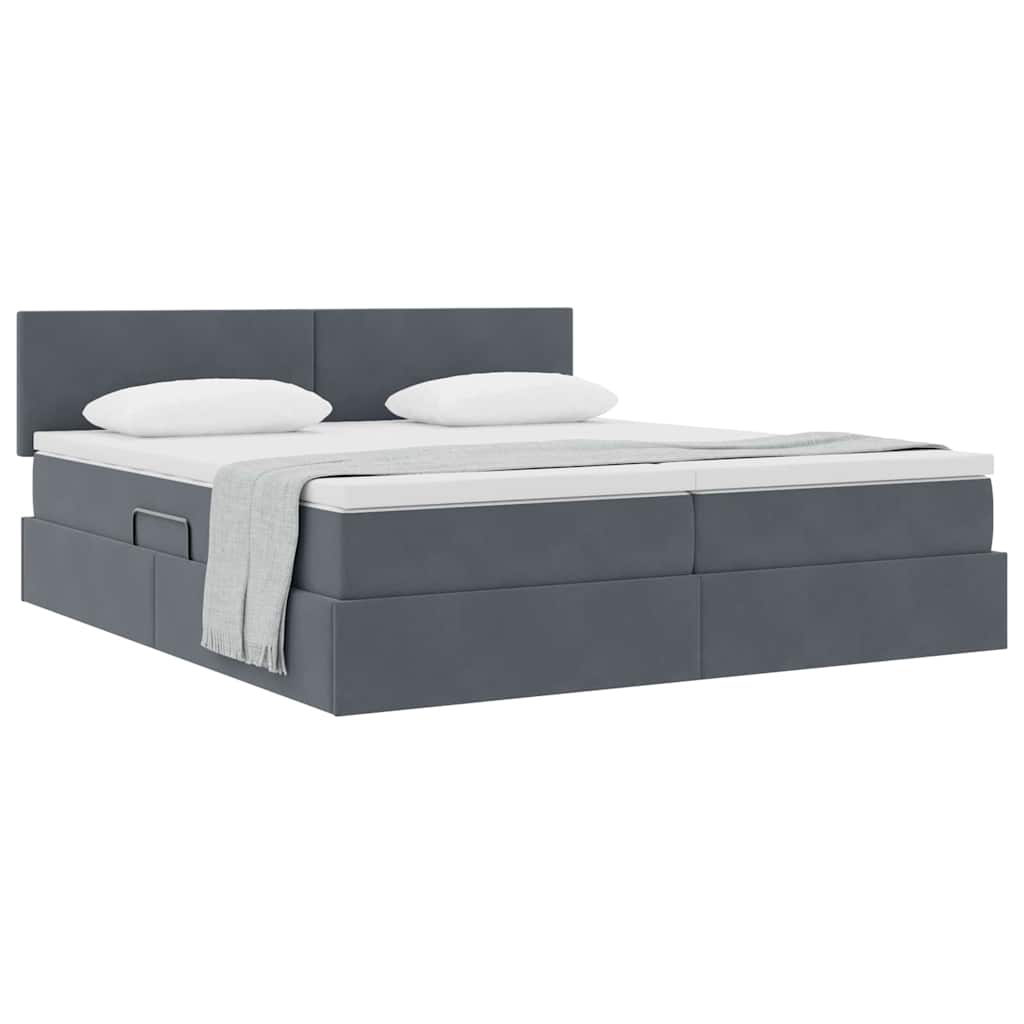 vidaXL Κρεβάτι Αποθήκης 2 τμχ. Σκούρο Γκρι 200 x 200 cm Velvet