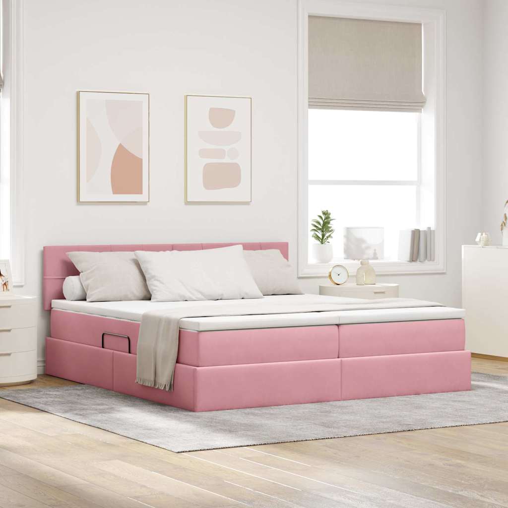 vidaXL Κρεβάτι Αποθήκης 2 τμχ. Ροζ 200 x 200 cm Velvet