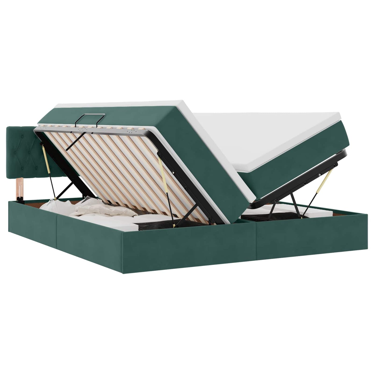 vidaXL Κρεβάτι Αποθήκης 2 τμχ. Σκούρο Πράσινο 200 x 200 cm Velvet