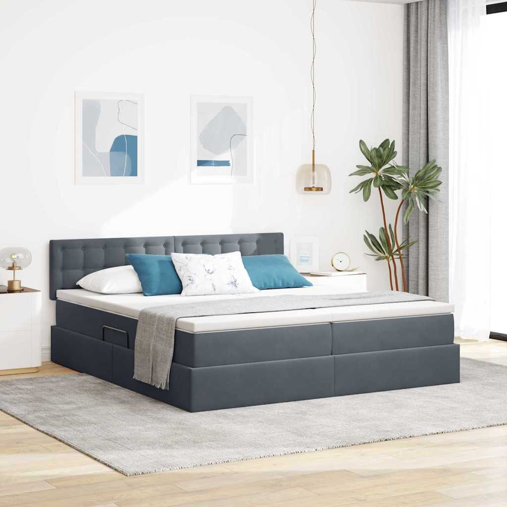 vidaXL Κρεβάτι Αποθήκης 2 τμχ. Σκούρο Γκρι 200 x 200 cm Velvet