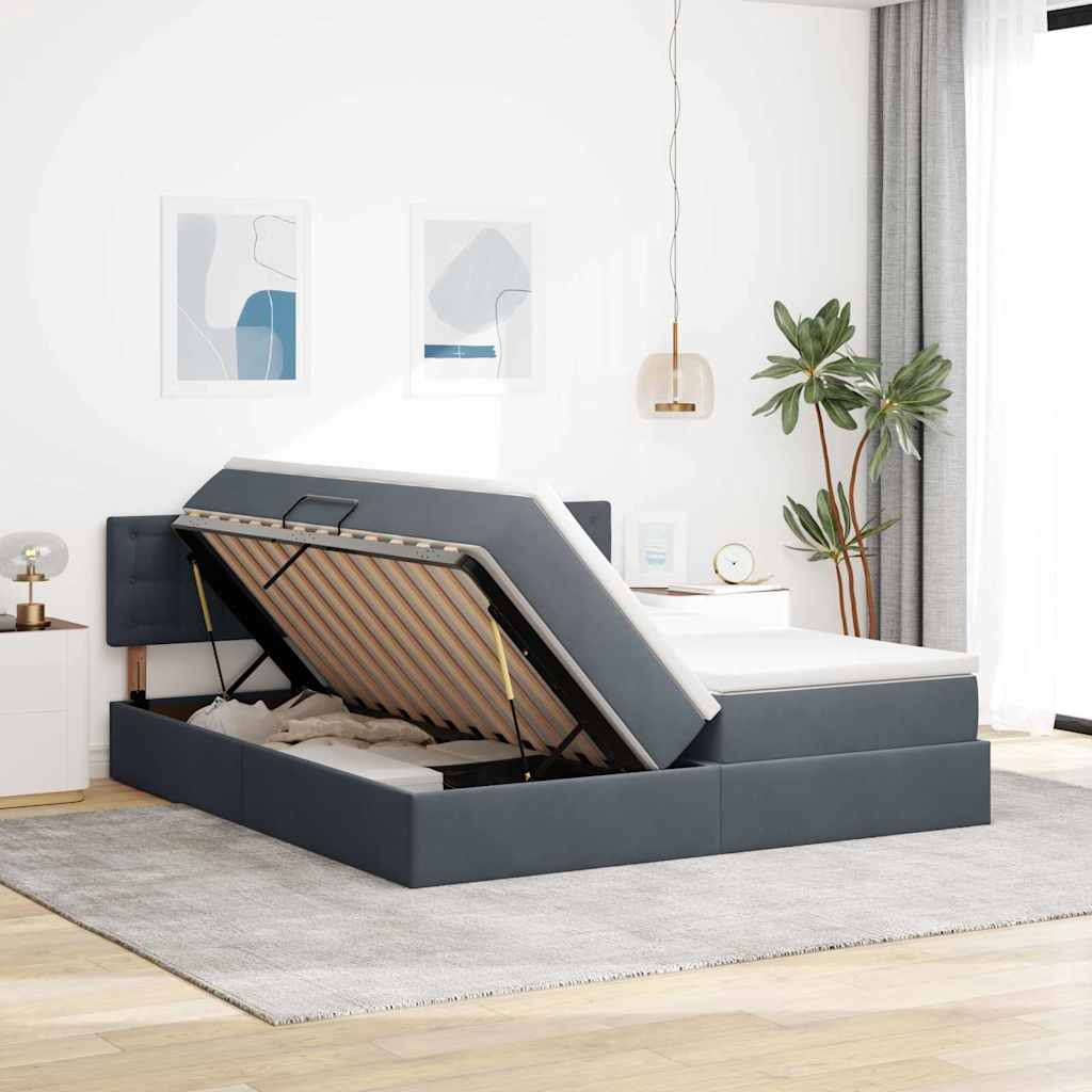 vidaXL Κρεβάτι Αποθήκης 2 τμχ. Σκούρο Γκρι 200 x 200 cm Velvet