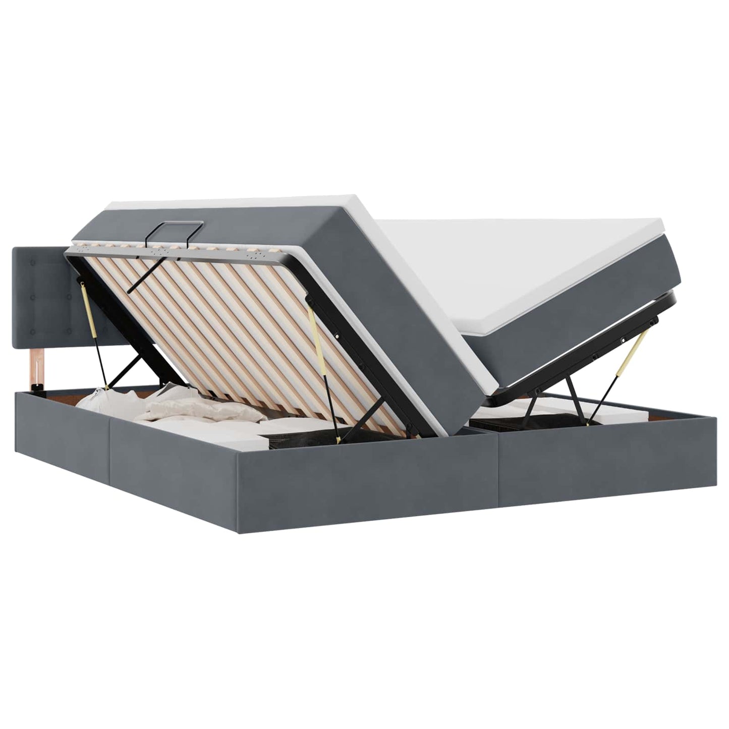 vidaXL Κρεβάτι Αποθήκης 2 τμχ. Σκούρο Γκρι 200 x 200 cm Velvet