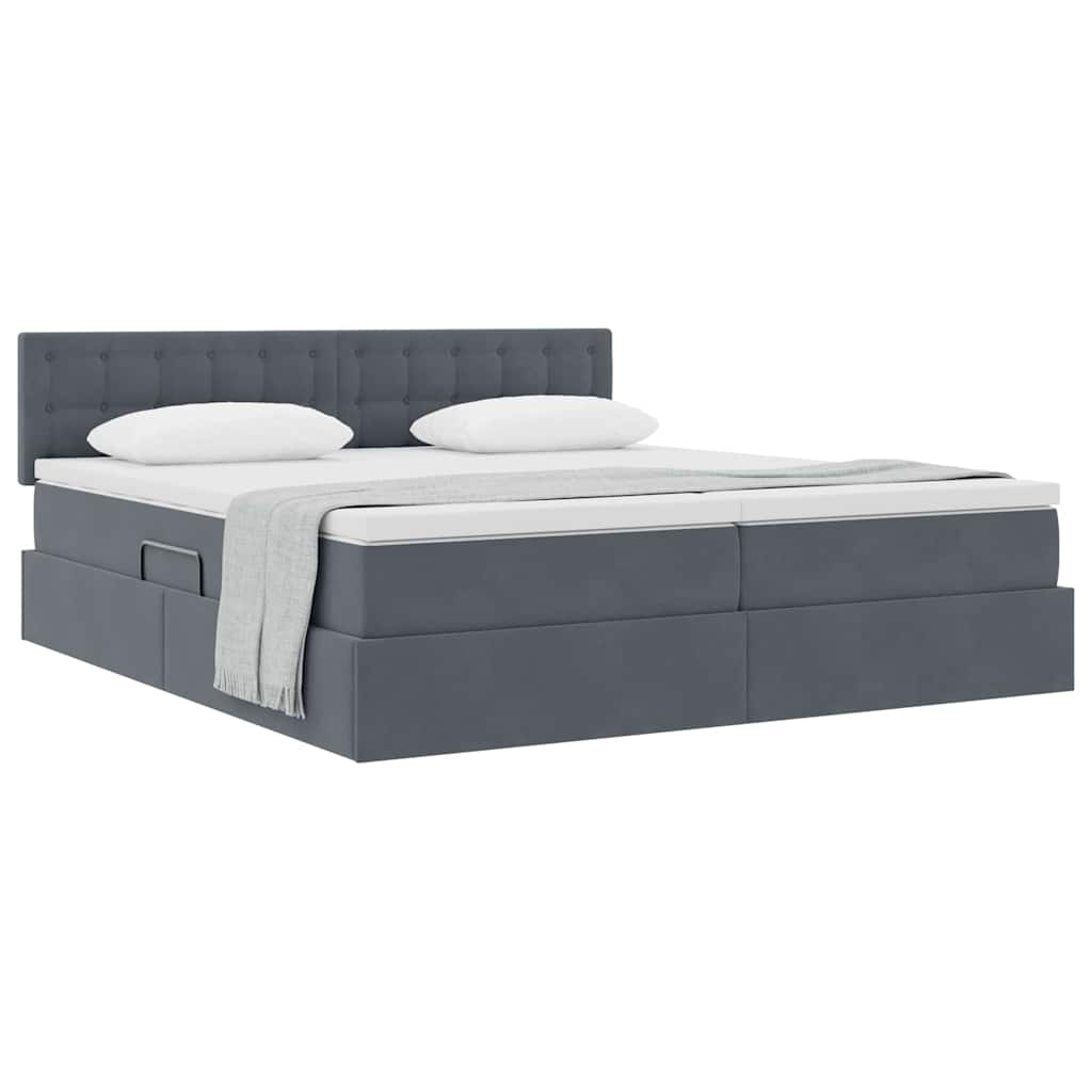 vidaXL Κρεβάτι Αποθήκης 2 τμχ. Σκούρο Γκρι 200 x 200 cm Velvet