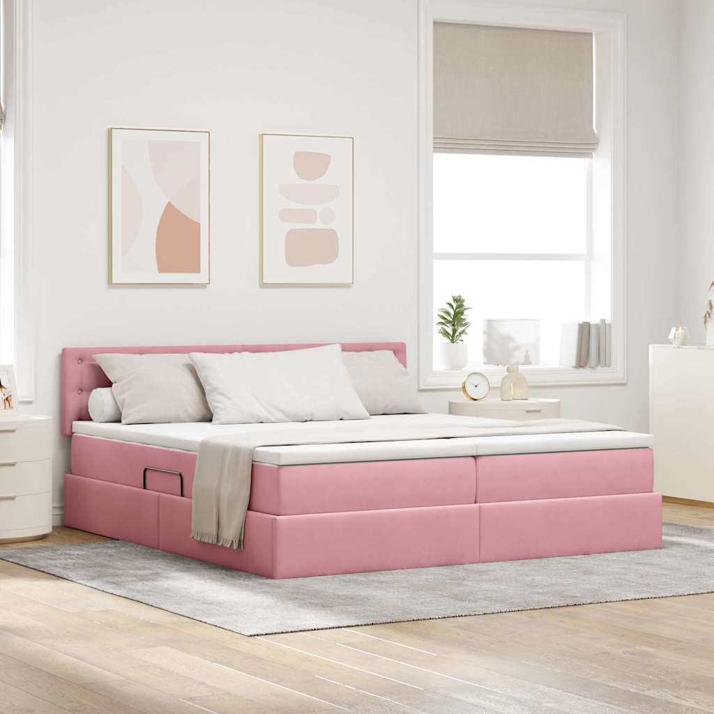 vidaXL Κρεβάτι Αποθήκης 2 τμχ. Ροζ 200 x 200 cm Velvet