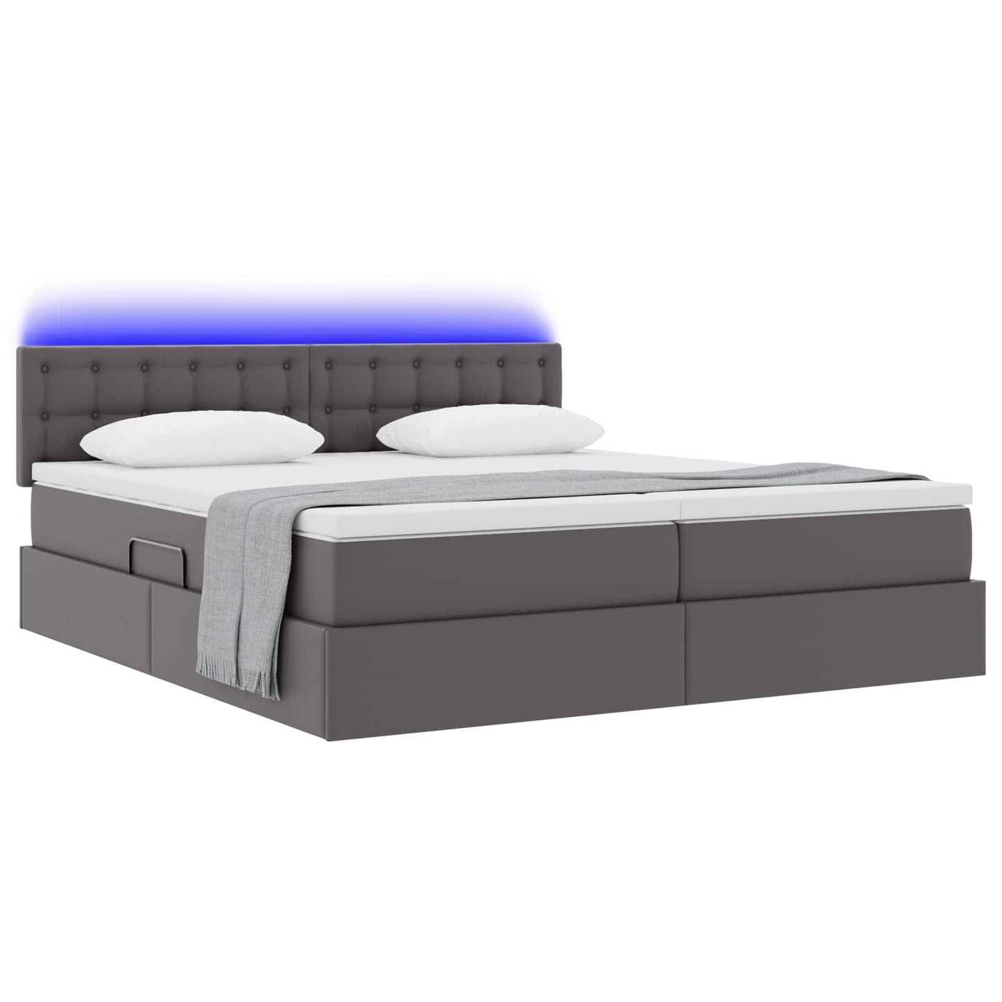 vidaXL Κρεβάτι με αποθηκευτικό χώρο και LED Γκρι 180 x 200 cm