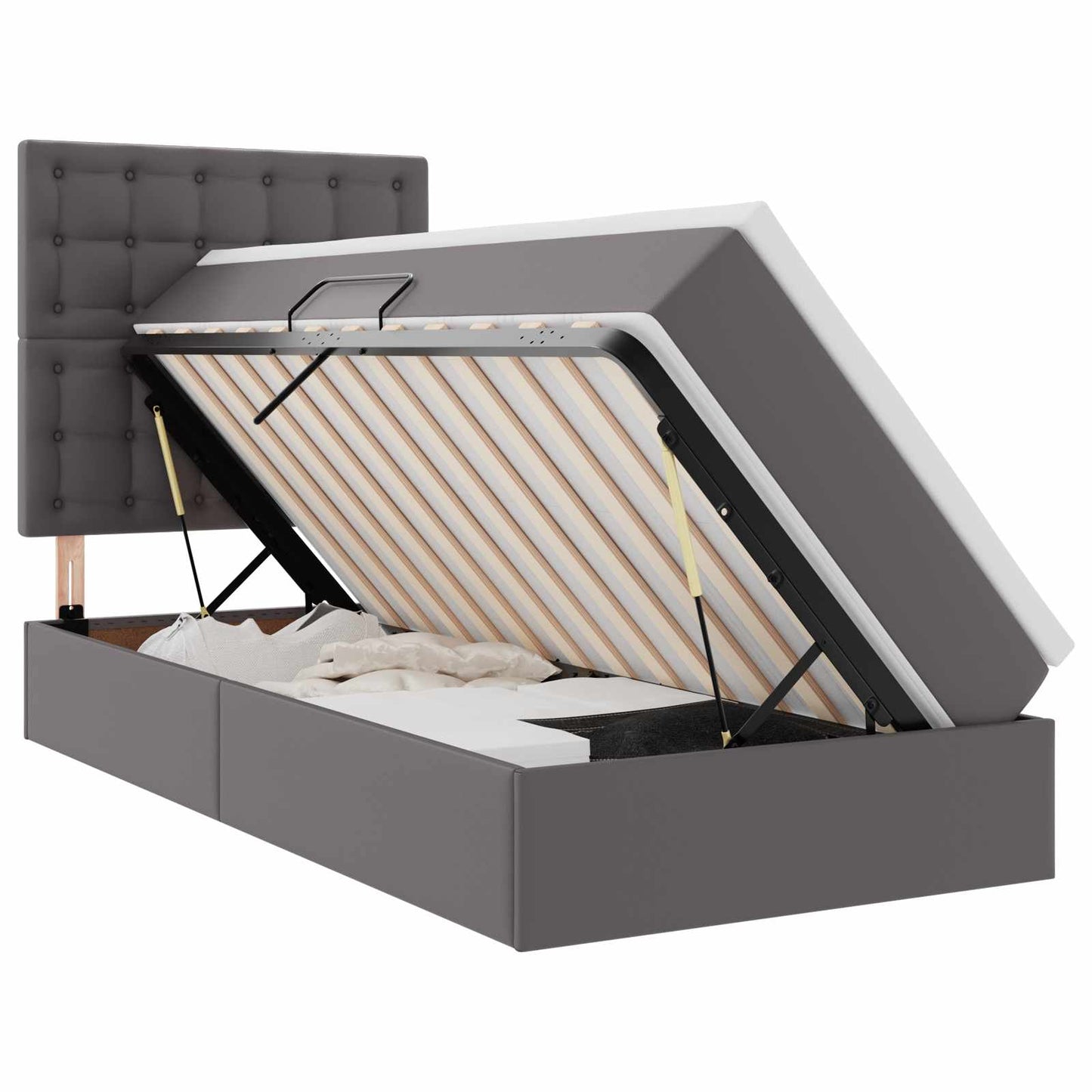 vidaXL Κρεβάτι Αποθήκης Γκρι 90 x 200 cm Τεχνητό Δέρμα