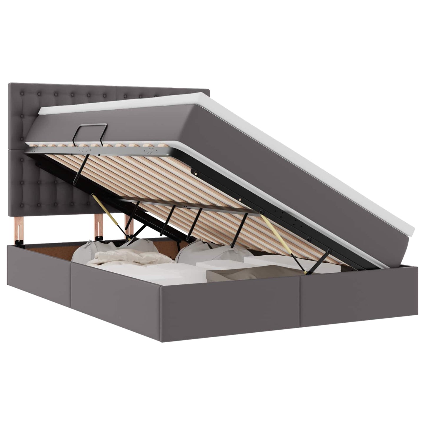 vidaXL Κρεβάτι Αποθήκης Γκρι 140 x 200 cm Τεχνητό Δέρμα