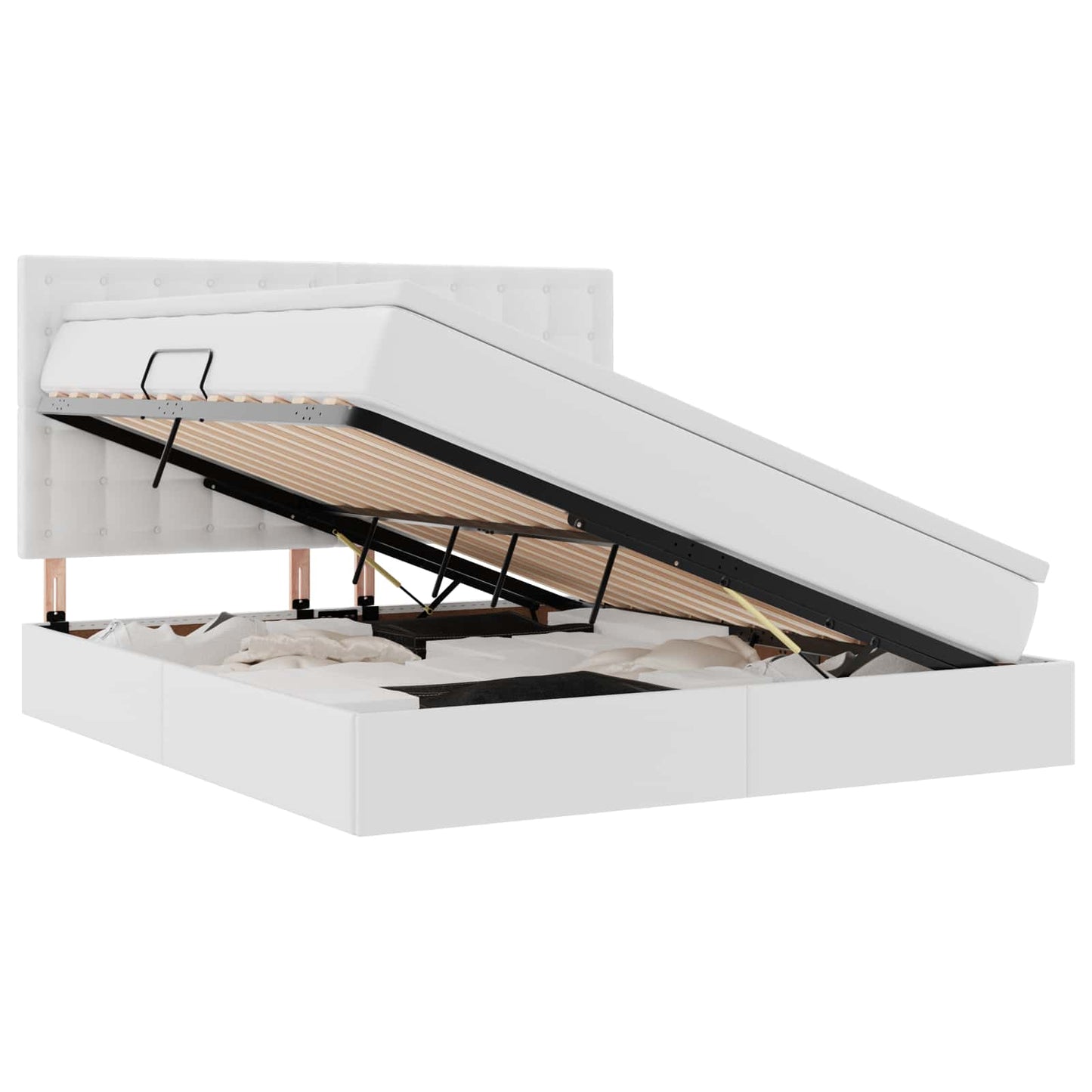 vidaXL Κρεβάτι Αποθήκης Καθαρό Λευκό 160 x 200 cm Τεχνητό Δέρμα