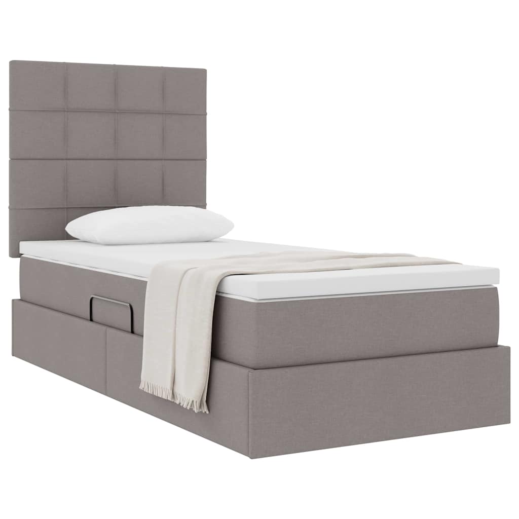 vidaXL Κρεβάτι με αποθηκευτικό χώρο και στρώμα Taupe 90 x 200 cm