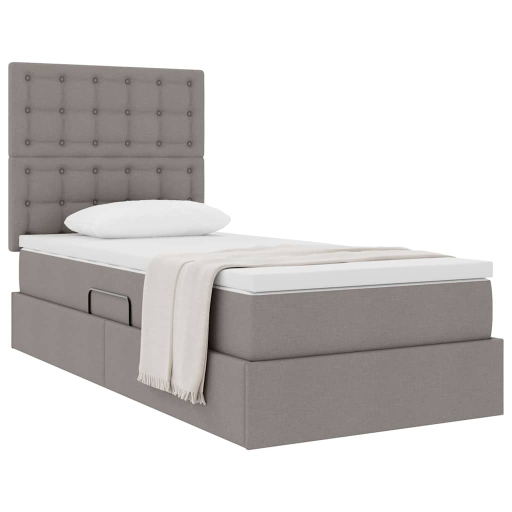vidaXL Κρεβάτι με αποθηκευτικό χώρο και στρώμα Taupe 90 x 200 cm