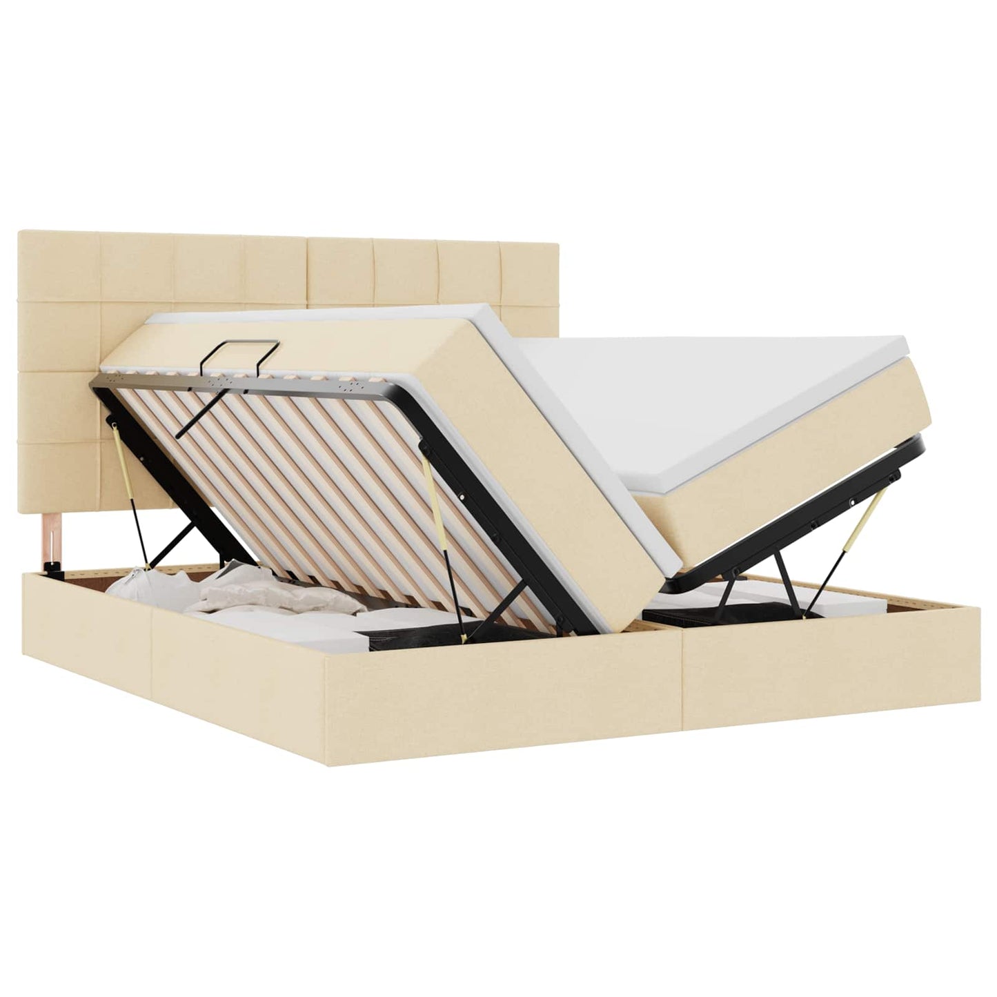 vidaXL Κρεβάτι Αποθήκης Κρέμ 180 x 200 cm Ύφασμα