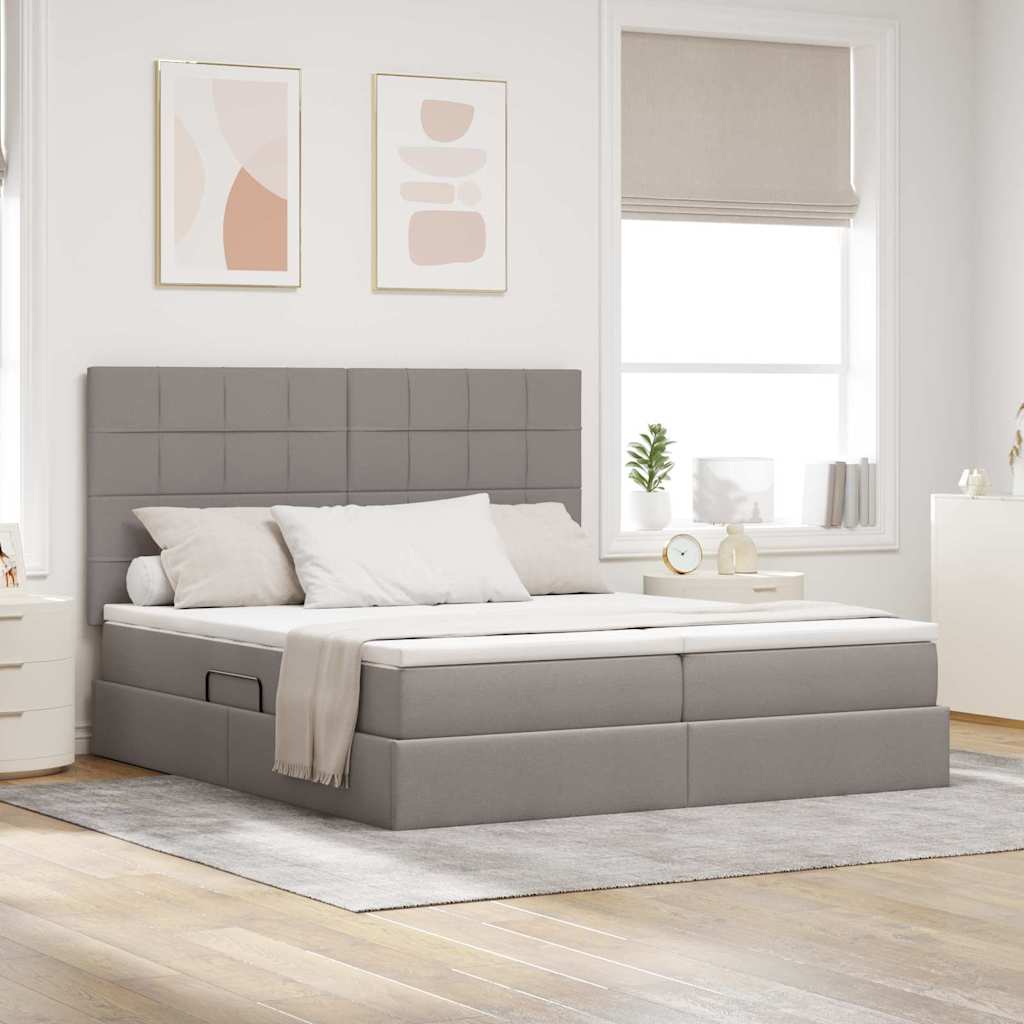 vidaXL Κρεβάτι Αποθήκης με κεφαλάρι Taupe 200 x 200 cm Ύφασμα